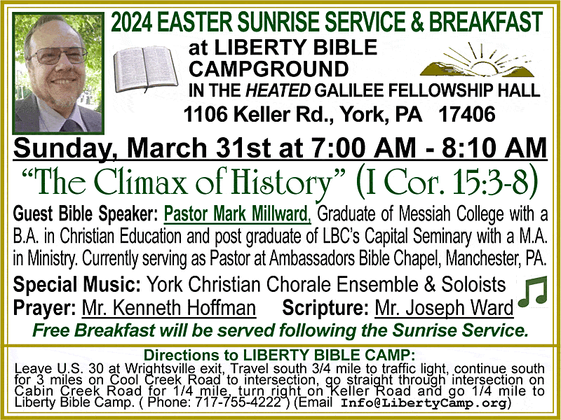 March, 31, 2024 - Easter Sunrise Service - Speaker: Pastor Mark Millward